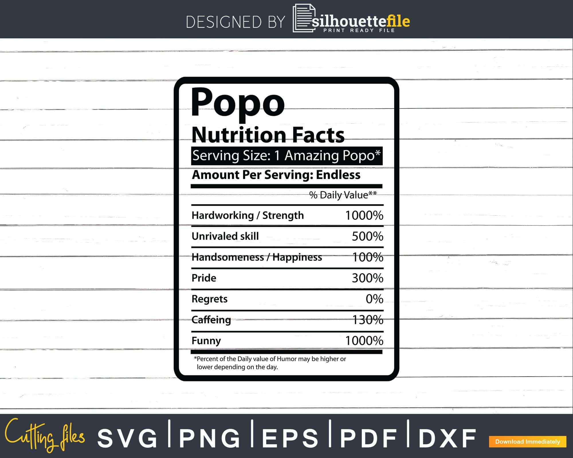 Download Popo Nutrition Facts Svg Dxf Png Cricut Files Silhouettefile