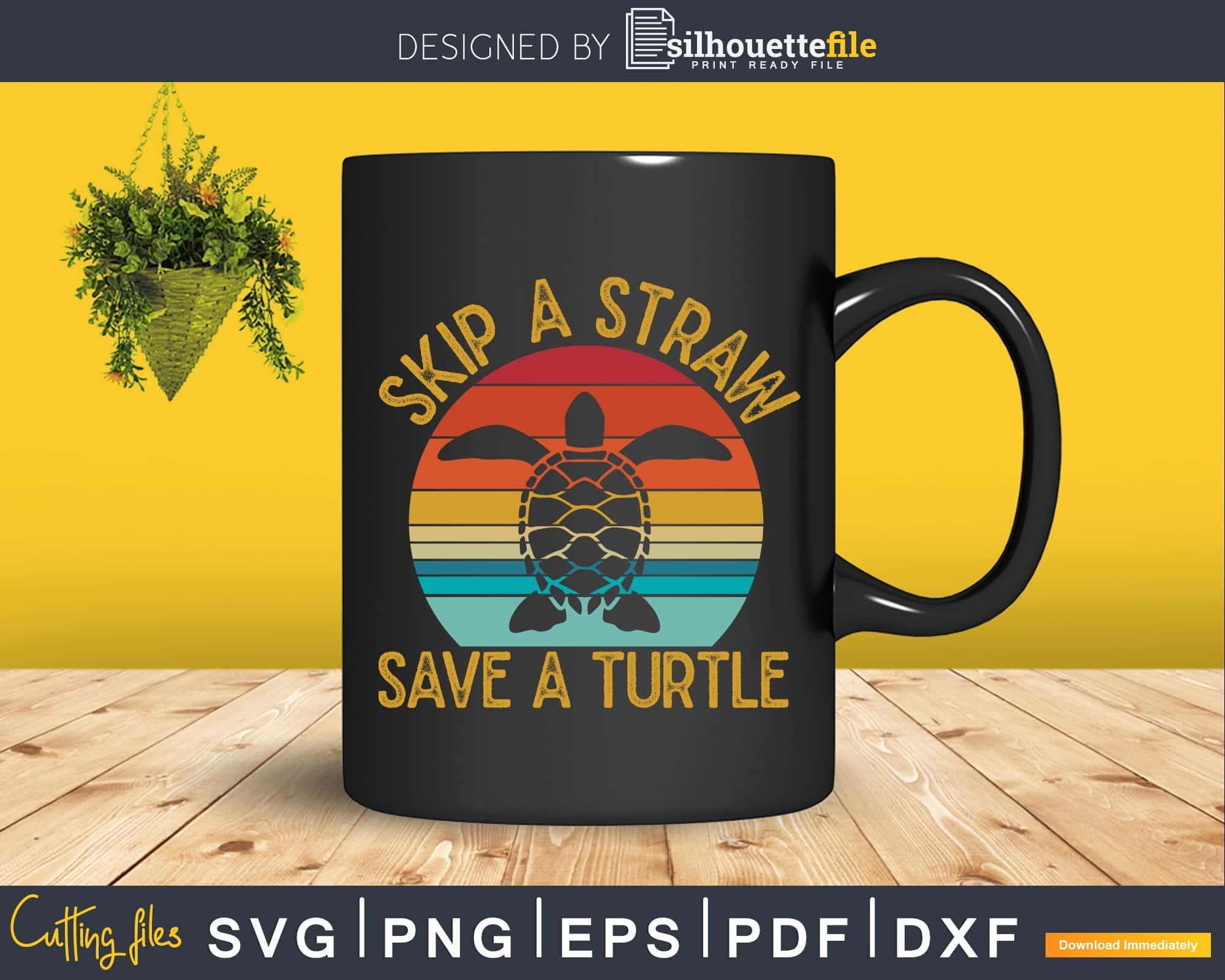 Skip A Straw Save A Turtle Vintage Sticker