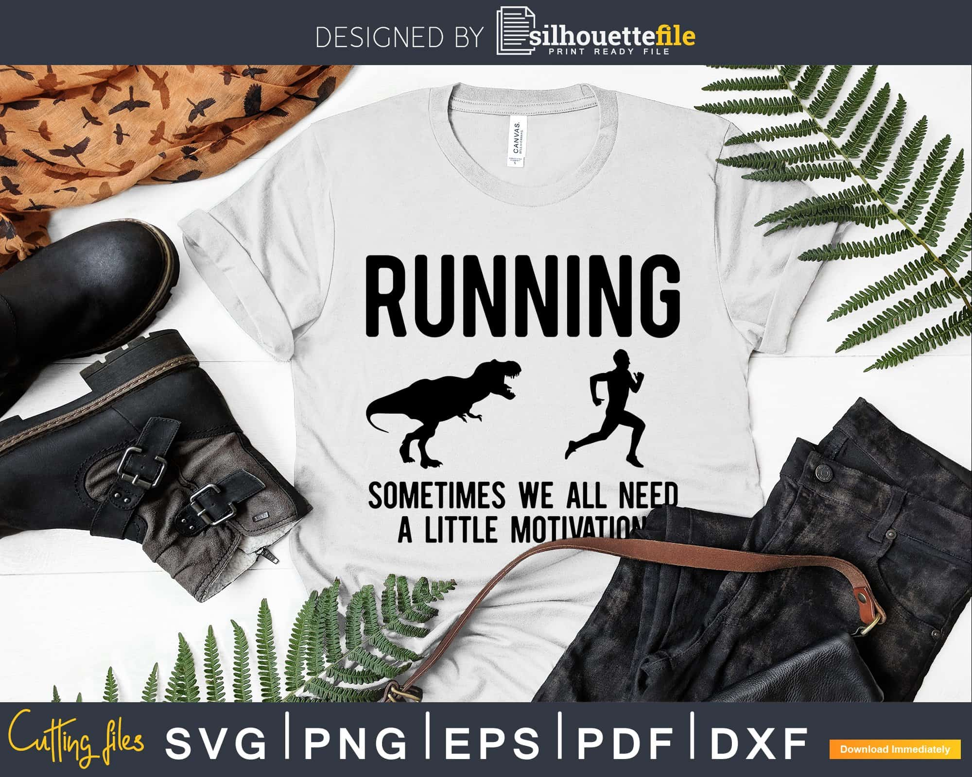 Running Sometimes We Just Need Motivation Dinosaur Runner Zip Hoodie