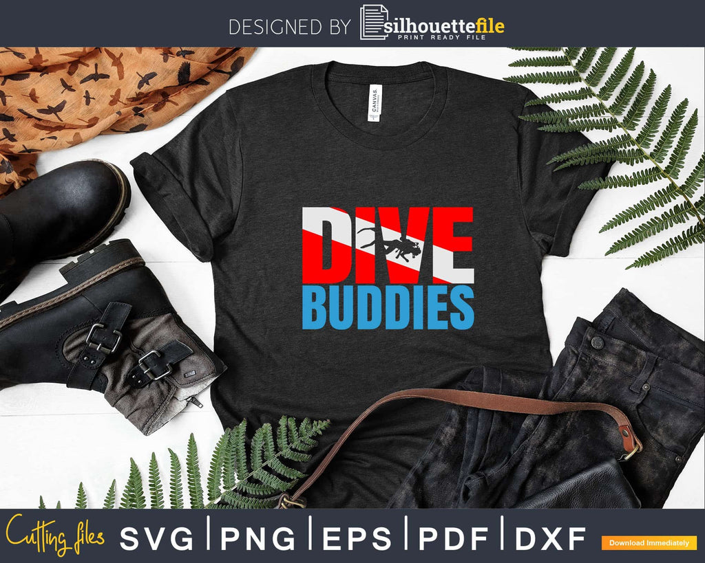 Scuba Diving Diver Flag Dive Buddies Svg Png Print Design | Silhouettefile