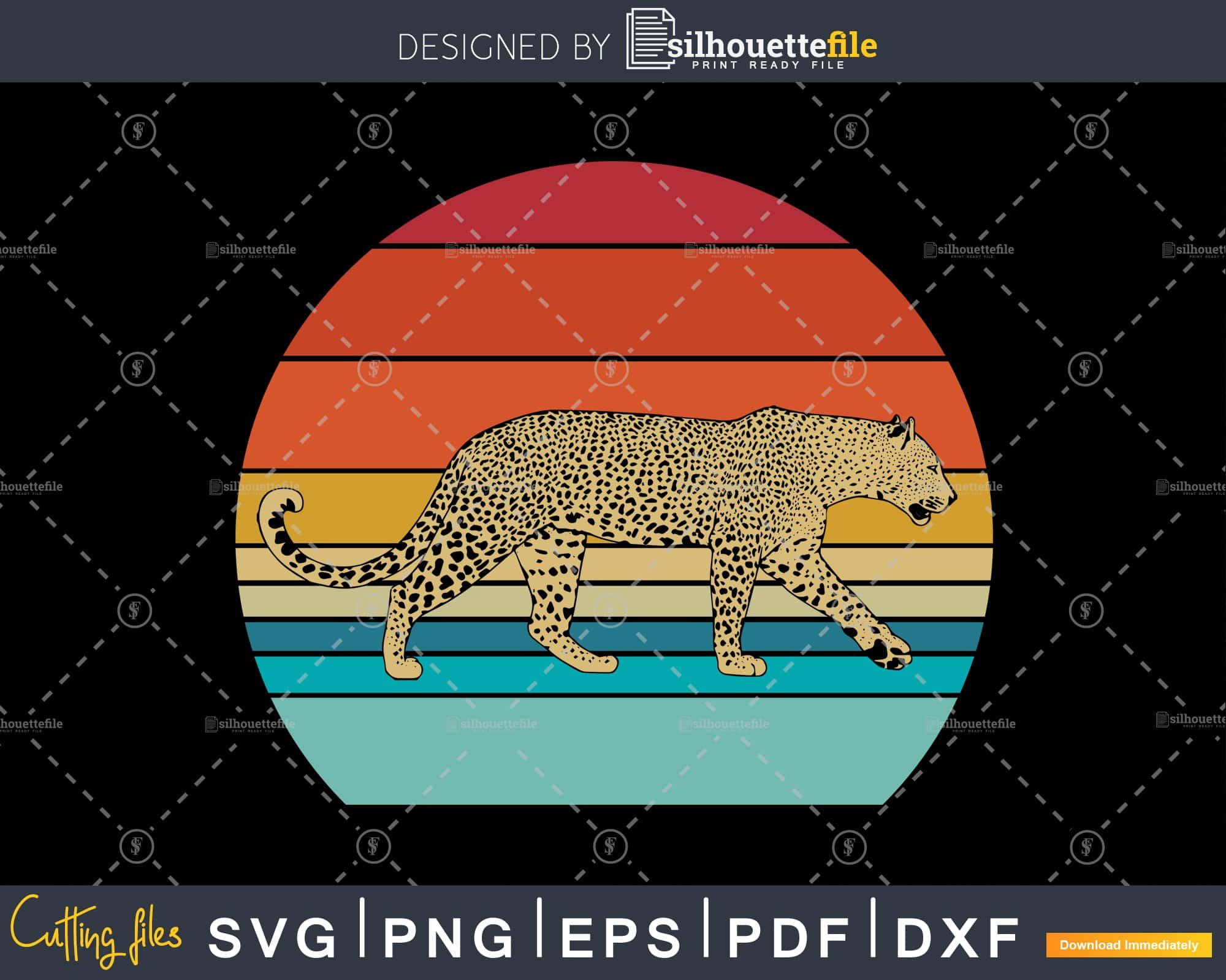 Download Snow Leopard Retro Style Craft Cut Svg Png Digital Cutting Silhouettefile