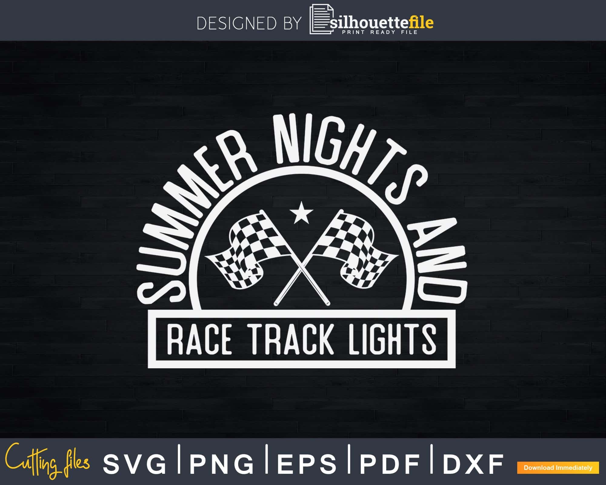Download Summer Nights And Race Track Lights Racing Shirt Svg Design Silhouettefile