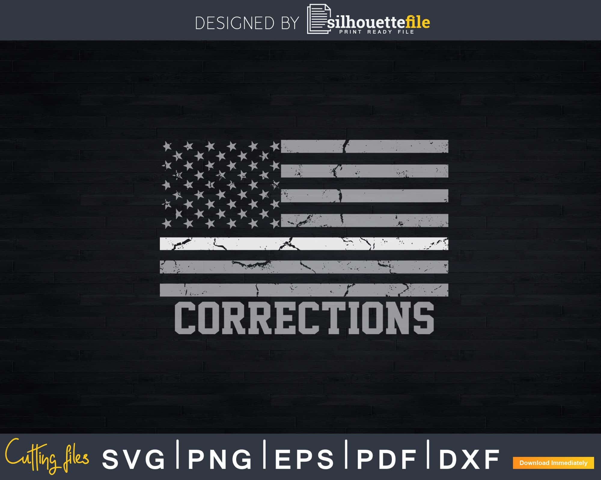 Correctional Svg American Flag Correctional Officer Svg Thin Silver Line Flag Svg Correctional