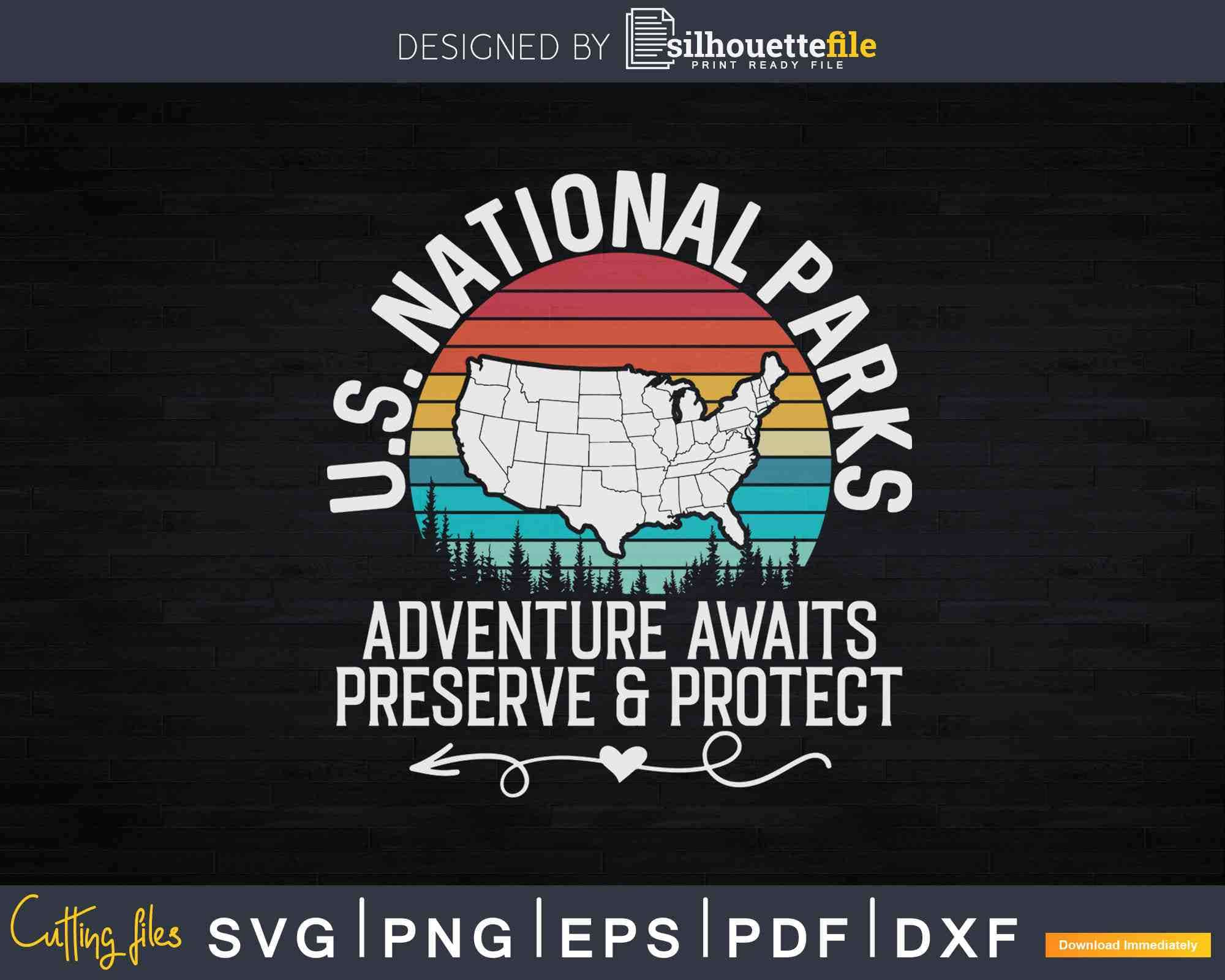 Us National Parks Map Adventure Await Protect Svg Dxf Cut Files Silhouettefile