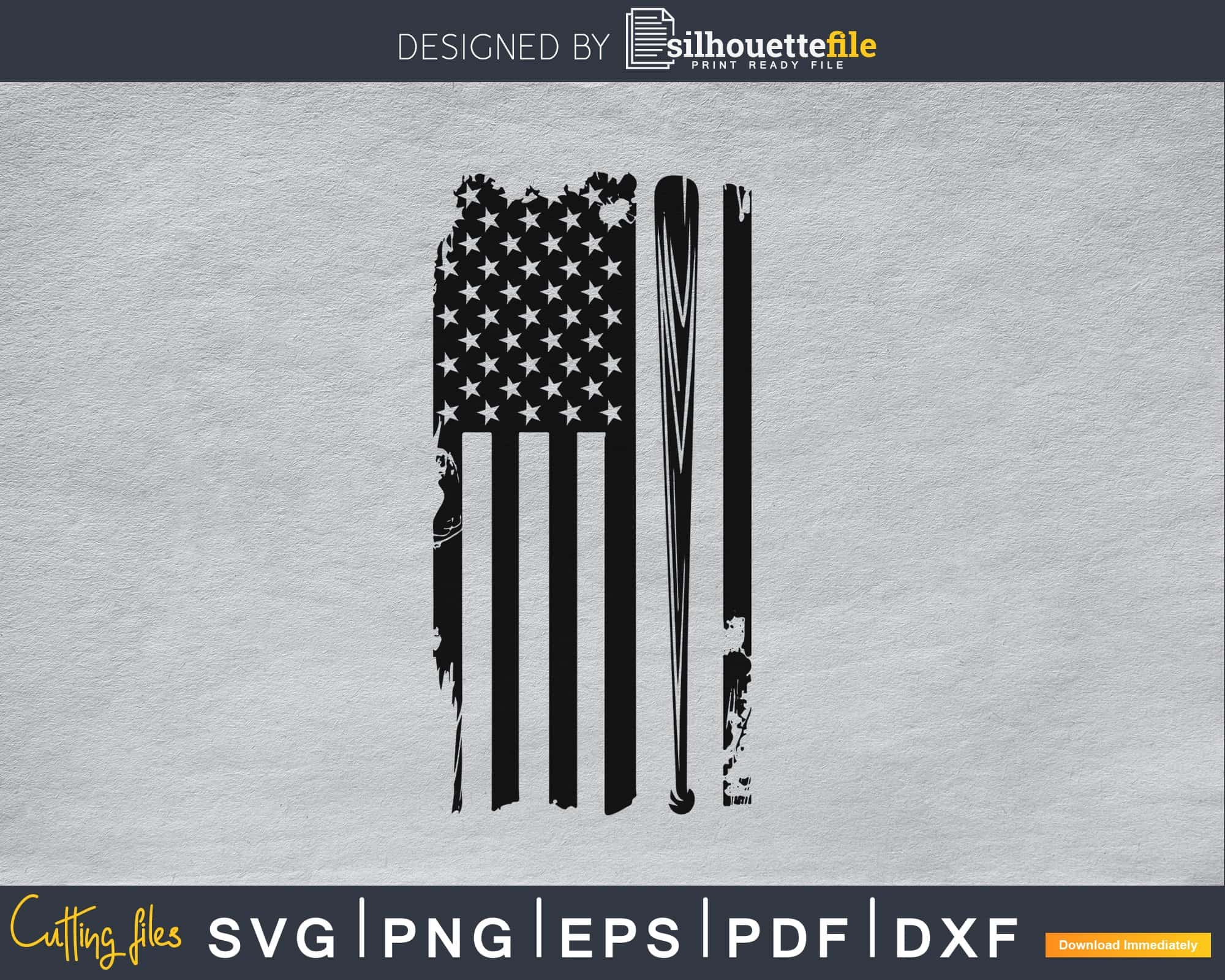 USA Baseball Flag Distressed Grunge SVG digital cutting | Silhouettefile