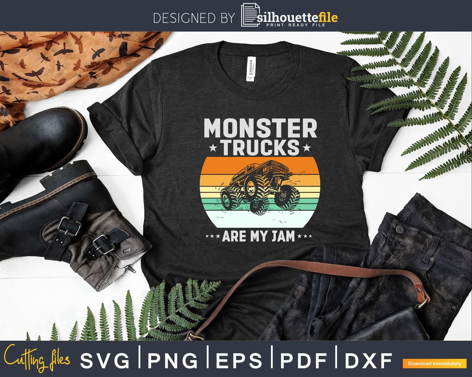 Vintage Monster Truck Are My Jam Retro Svg T-shirt Design Files