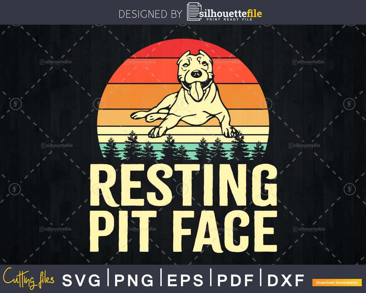 Download Vintage Pitbull Resting Pit Face svg dxf cricut cut files - Silhouettefile