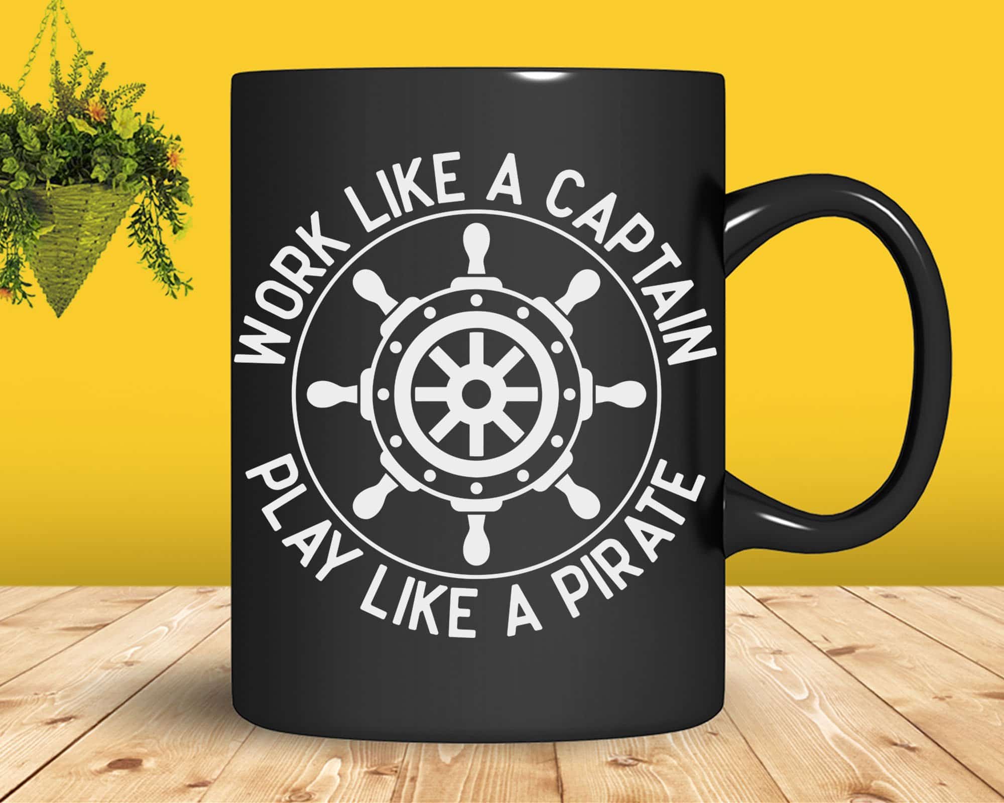 Work Like A Captain Play Like A Pirate t shirt Design. 7476346 Vector Art  at Vecteezy
