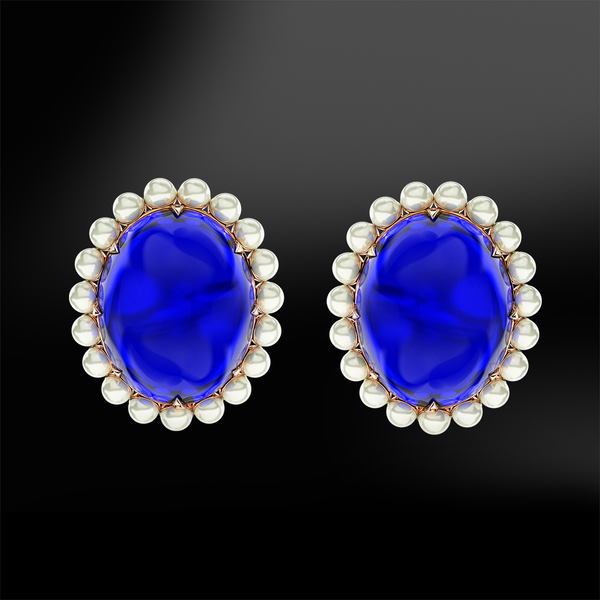 pearl and sapphire earrings