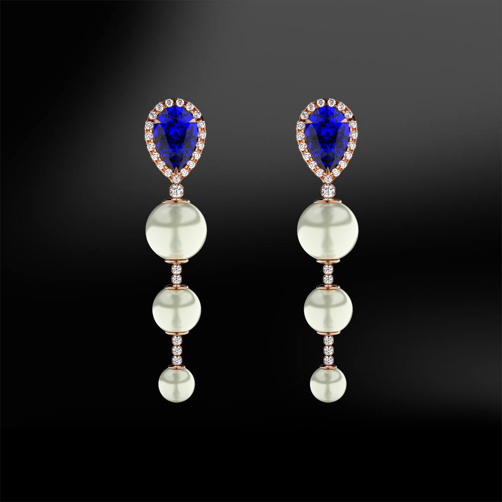 pearl and sapphire earrings