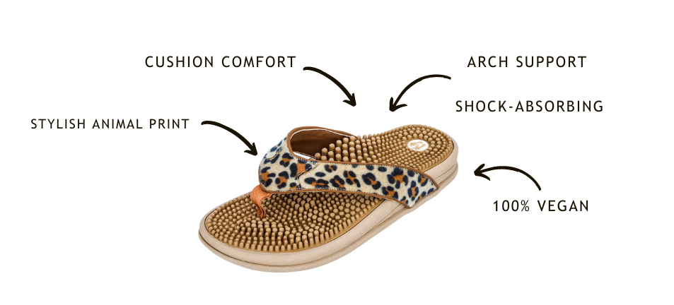 revs reflexology footwear leopard print flip flips