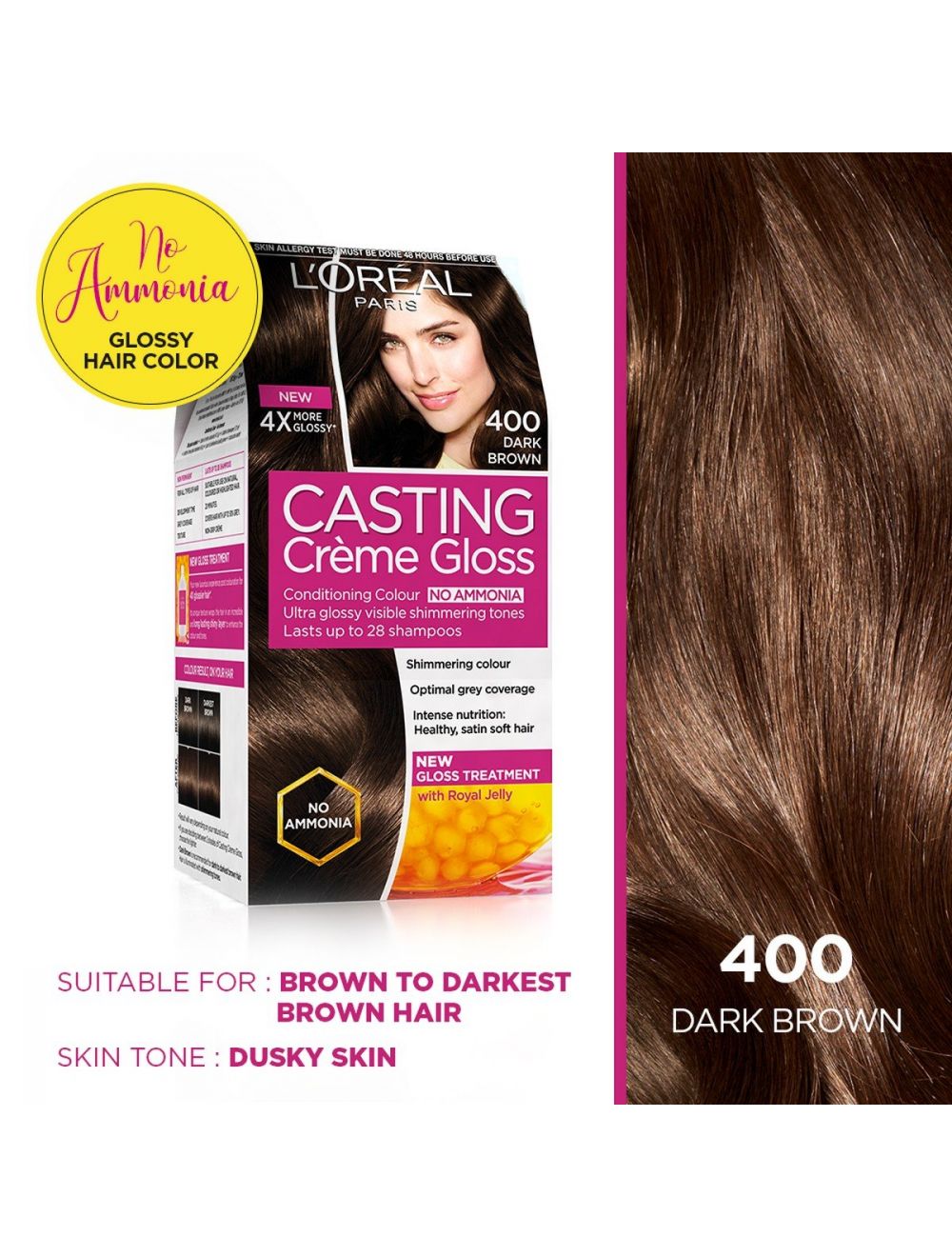 Buy LOreal Paris Excellence Creme Hair Color 425 Aishwaryas Brown  72ml100g and LOreal Paris Excellence Creme Hair Color 4 Natural Dark  Brown 72ml100g Online at Low Prices in India  Amazonin