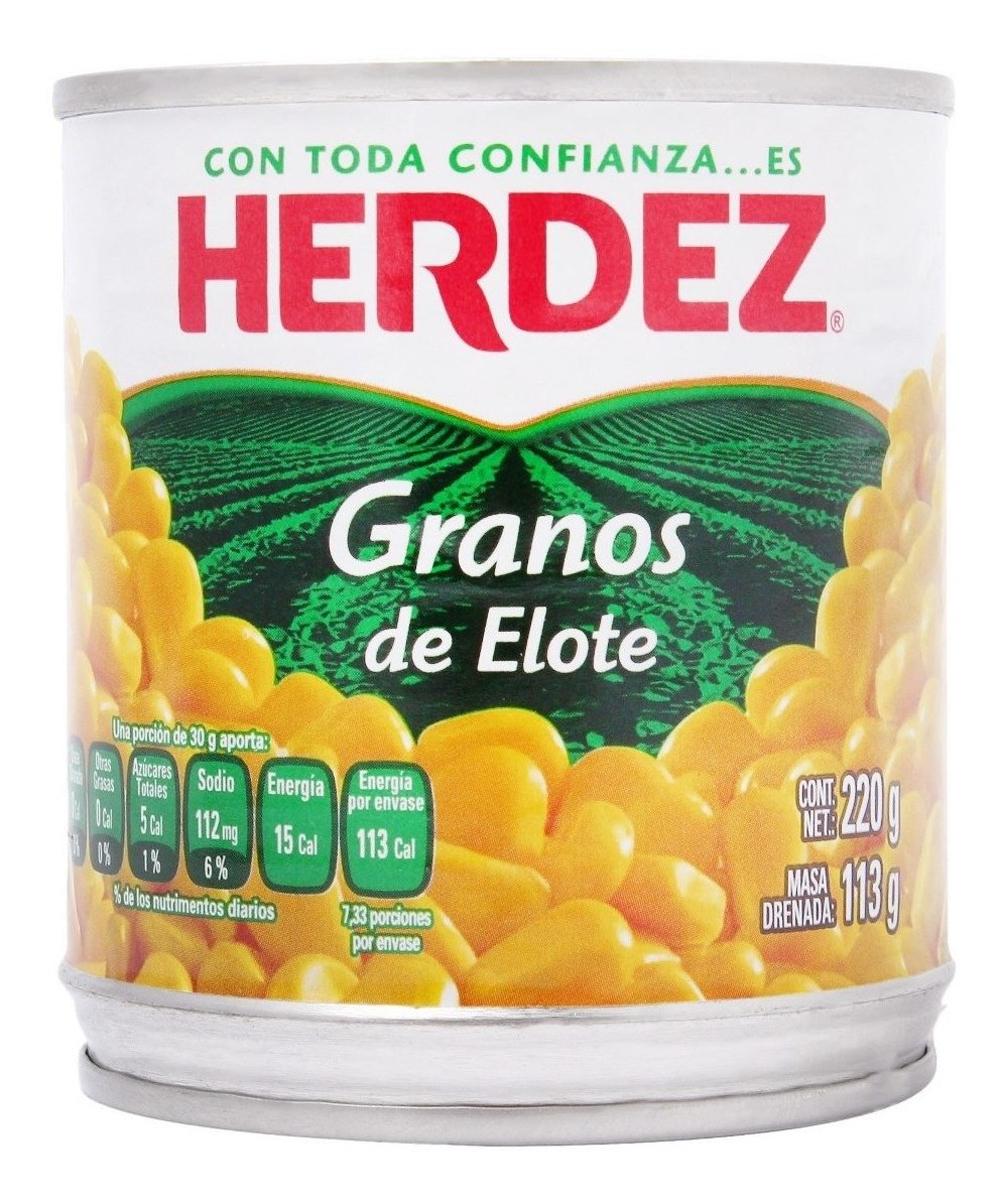 Granos de elote herdez en lata 220g.