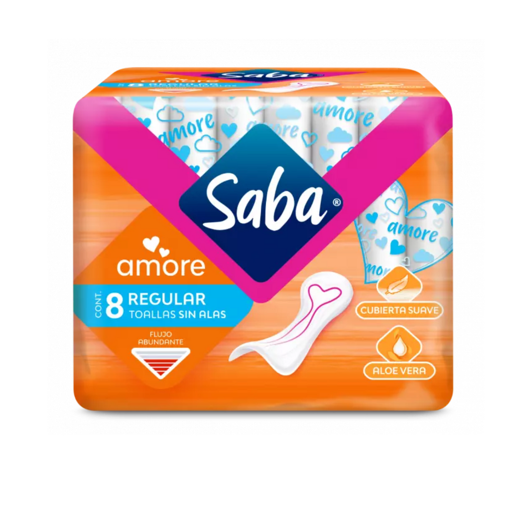 Toalla Femenina Saba Amore regular sin alas 8 piezas