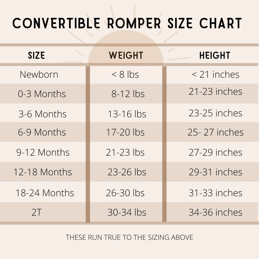 Convertible Romper Size Chart