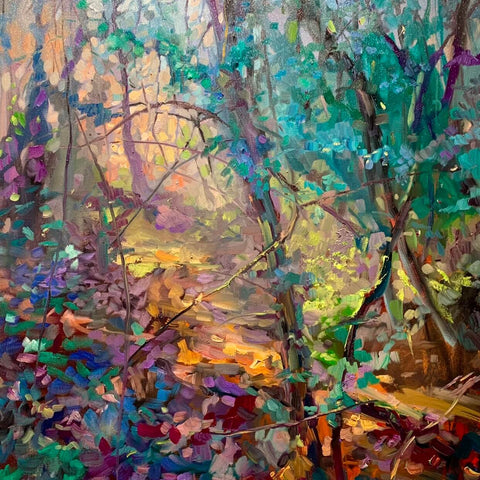 Sue Gardener Vibrant Forest Oil Painting