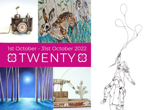 Twenty exhibition montage including works by emma bird, dawn maciocia, shirley vauvelle, bronwen tyler-jones and ruby beau. A selection of the british artisans that we support.