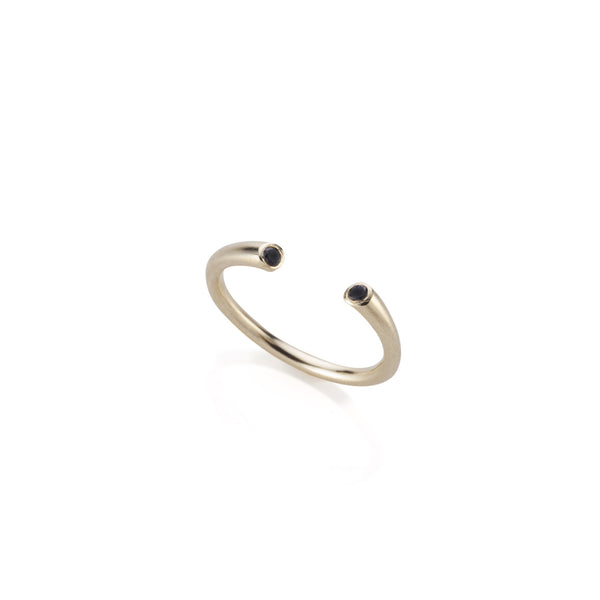 14k gold open ring with black diamonds | Maya Geller