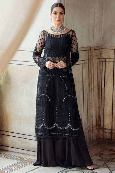 2777-Black Embroidered Silk Net Fabric – Motifz