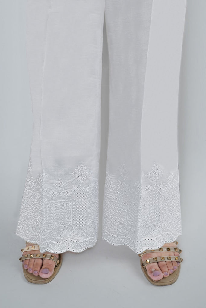 Off White Embroidered Cambric Trousers TR-22-01 |GulAhmed