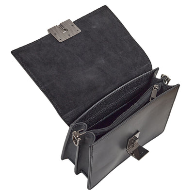 Leather bag "Florence", Black, with 2 shoulder straps