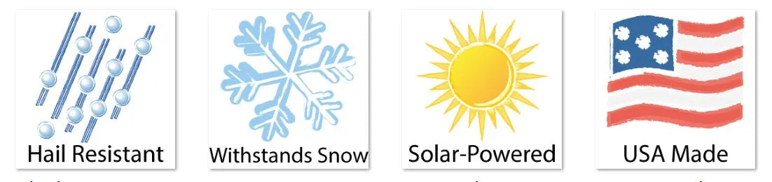 icons hail resistant withstands snow solar powered usa made