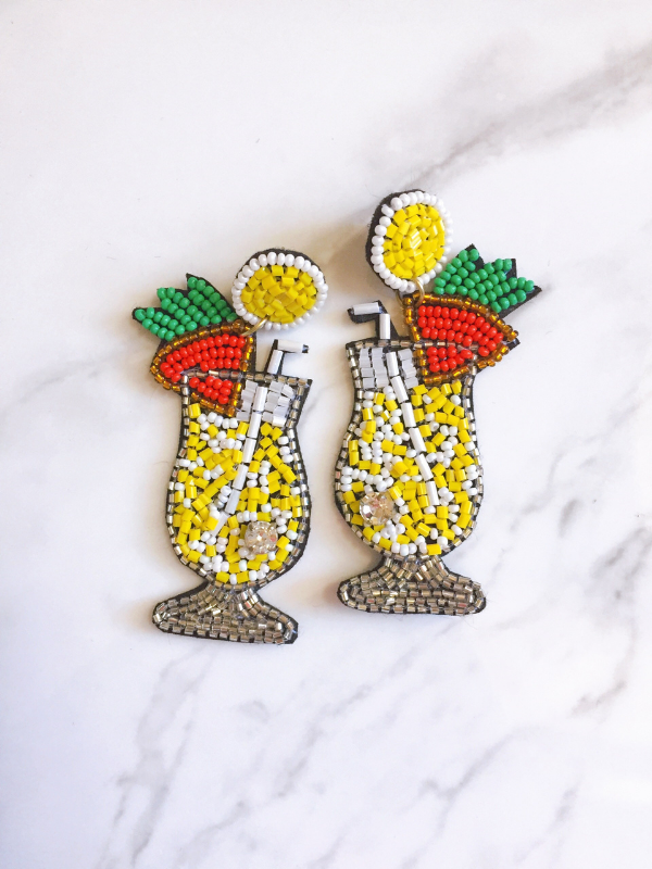 COCKTAIL BEADED EARRING yellow
