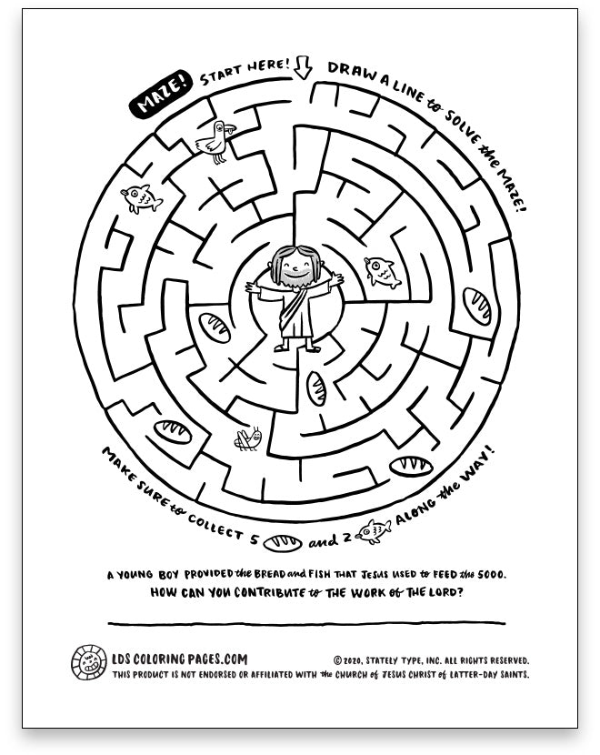 Jesus Feeding the Multitude - Maze – LDS Coloring Pages