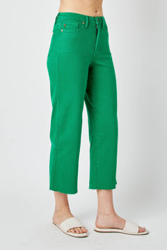 Green Judy Blue Wide Leg Crop *Tummy Control*