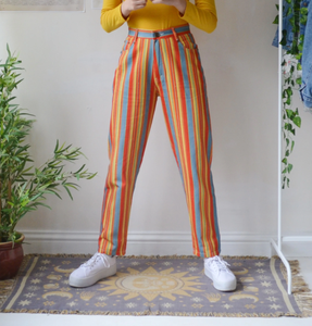 orange striped trousers