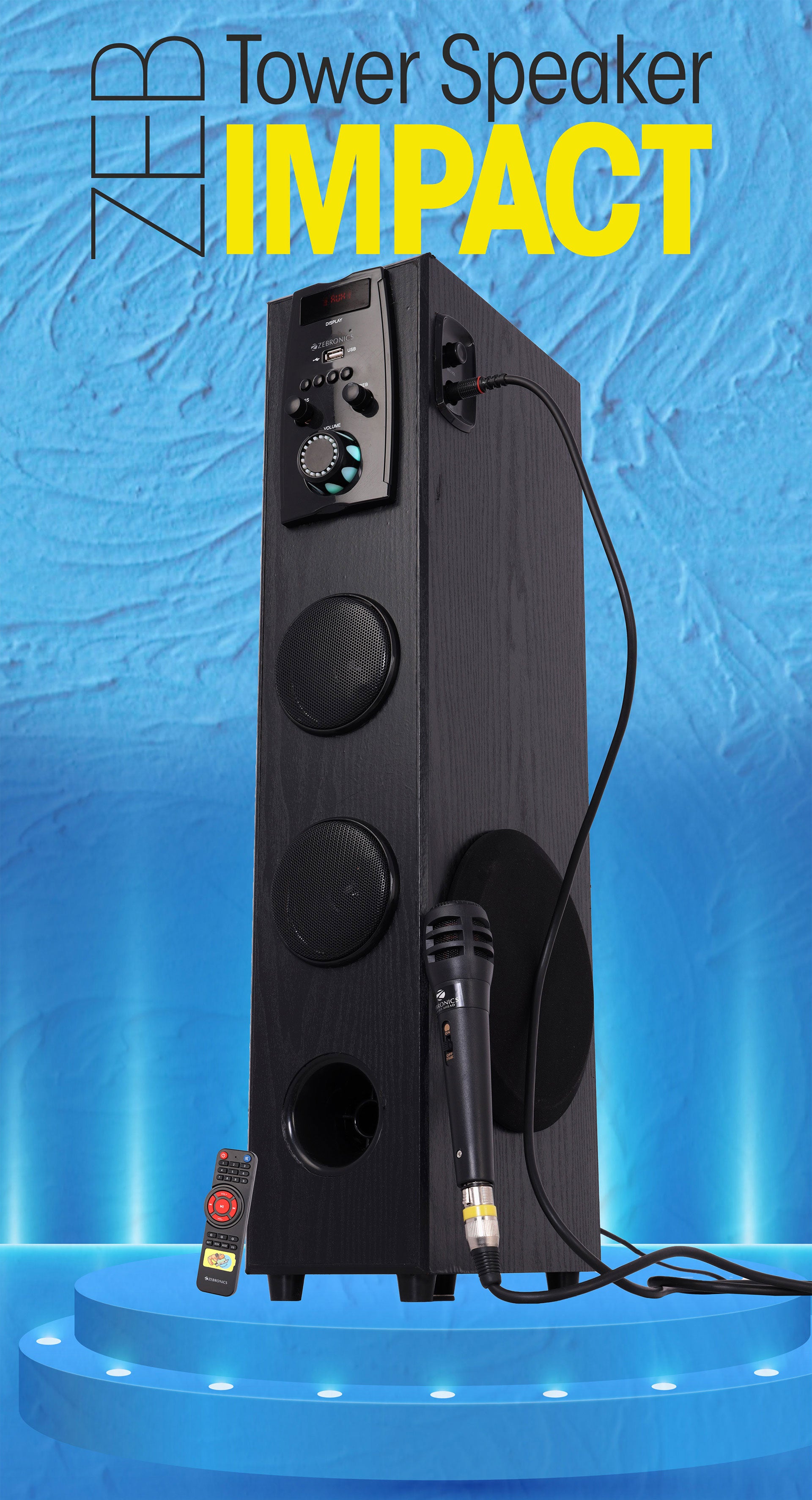 Zebronics Zeb-Impact 50W Tower Speaker with Wired Mic