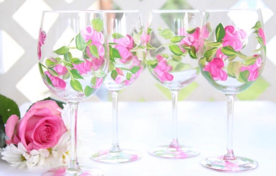 pink wine glasses