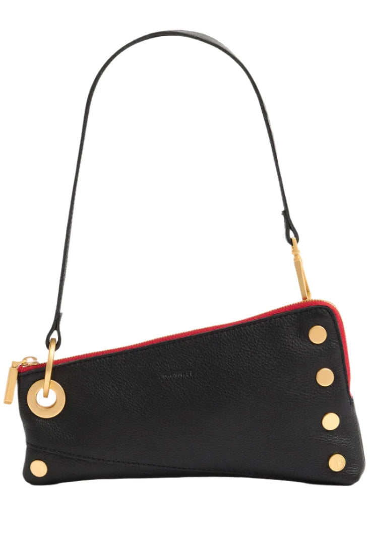 Hammitt Nash Pochette - Black/Brushed Gold Red Zip