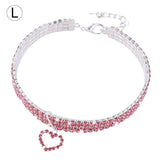 Pet  Dog & Cat Collar with Crystal Heart-Shaped Decoration Necklace Pet Pendant
