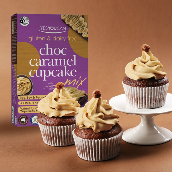Choc Caramel Cupcake with product photos and box
