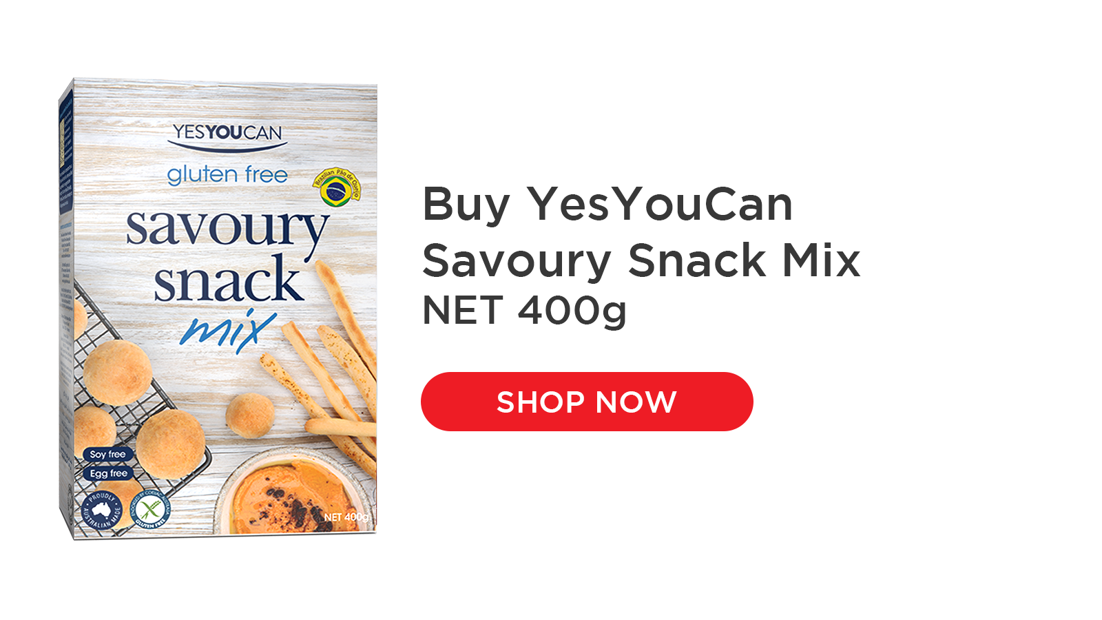 YesYouCan Savoury Snack Mix makes P̣ao de Queijo, Brazil's famous gluten free cheese bread snacks. It is crunchy on the outside and cheesy and gooey on the inside. It is easy to prepare and great for parties, snacks or school lunchboxes. 