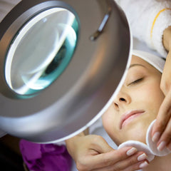 close up of woman getting a facial