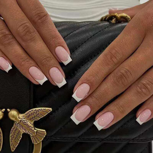 light pink and silver acrylic nails