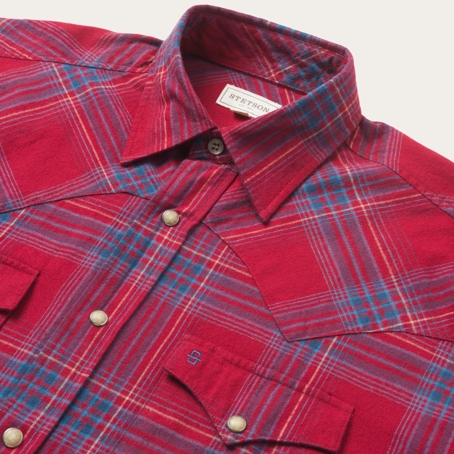 Modern Snap Front Flannel in Red Plaid | Stetson