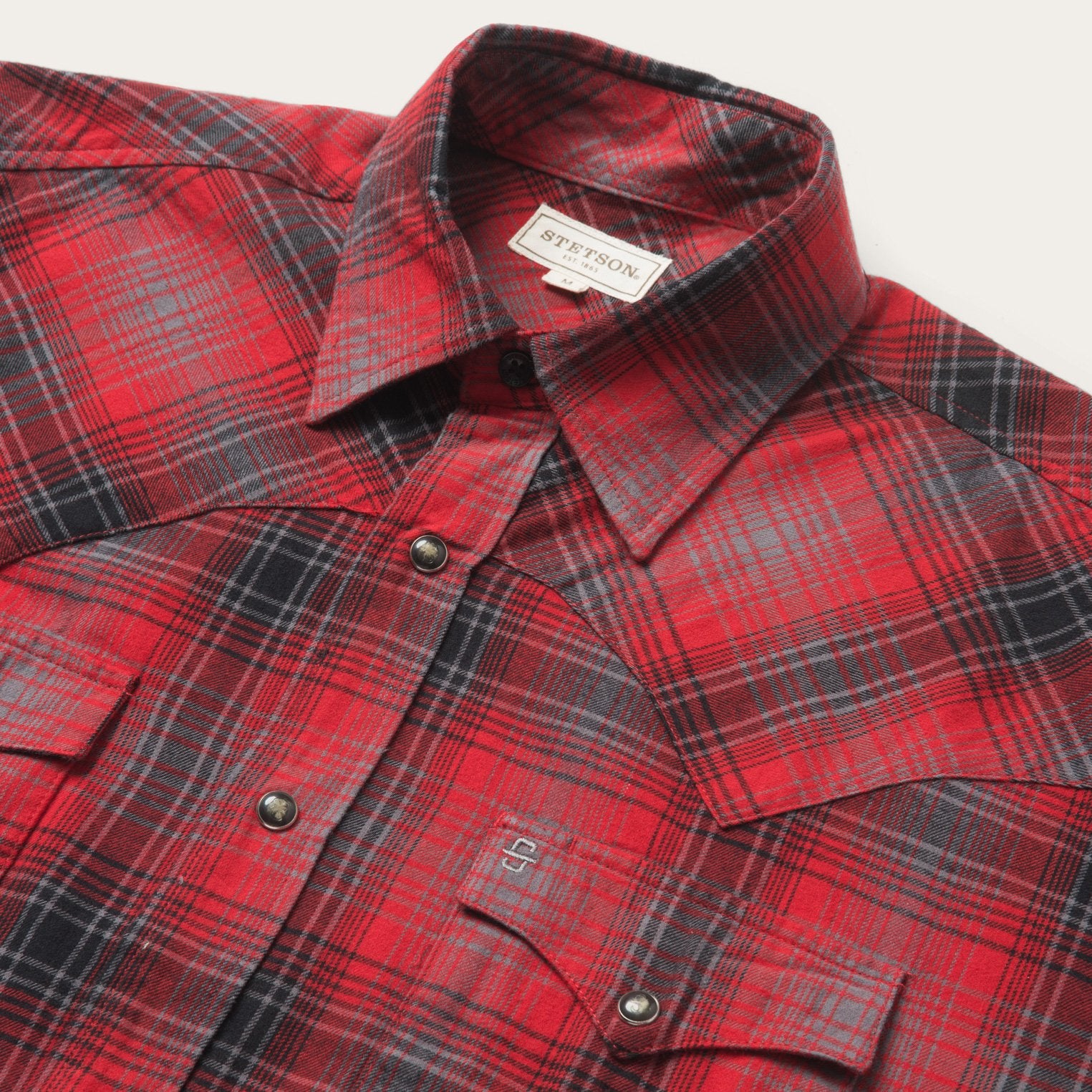 Classic Flannel Western Shirt in Red Plaid | Stetson