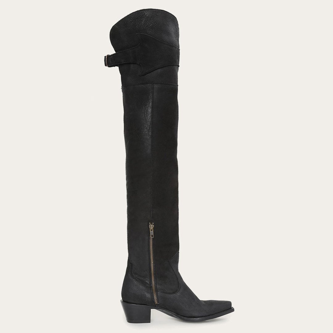 Black Fringe Over-The-Knee Leather Boot | Stetson