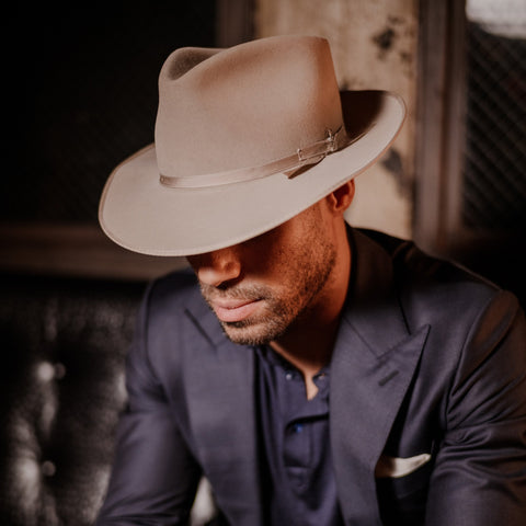 Men's Eggshell White Cowboy Fedora With Buckle Detail 