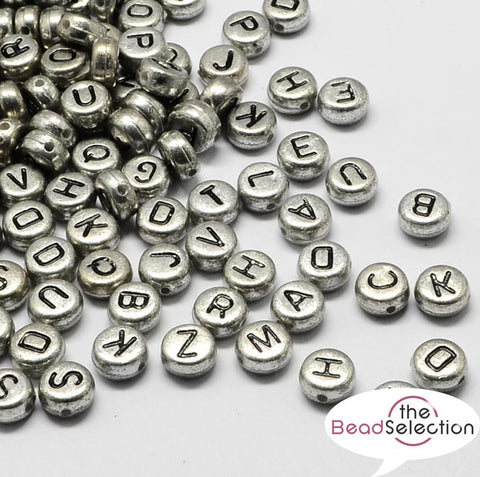 Pastel mix of assorted alphabet beads, acrylic round letters 7mm