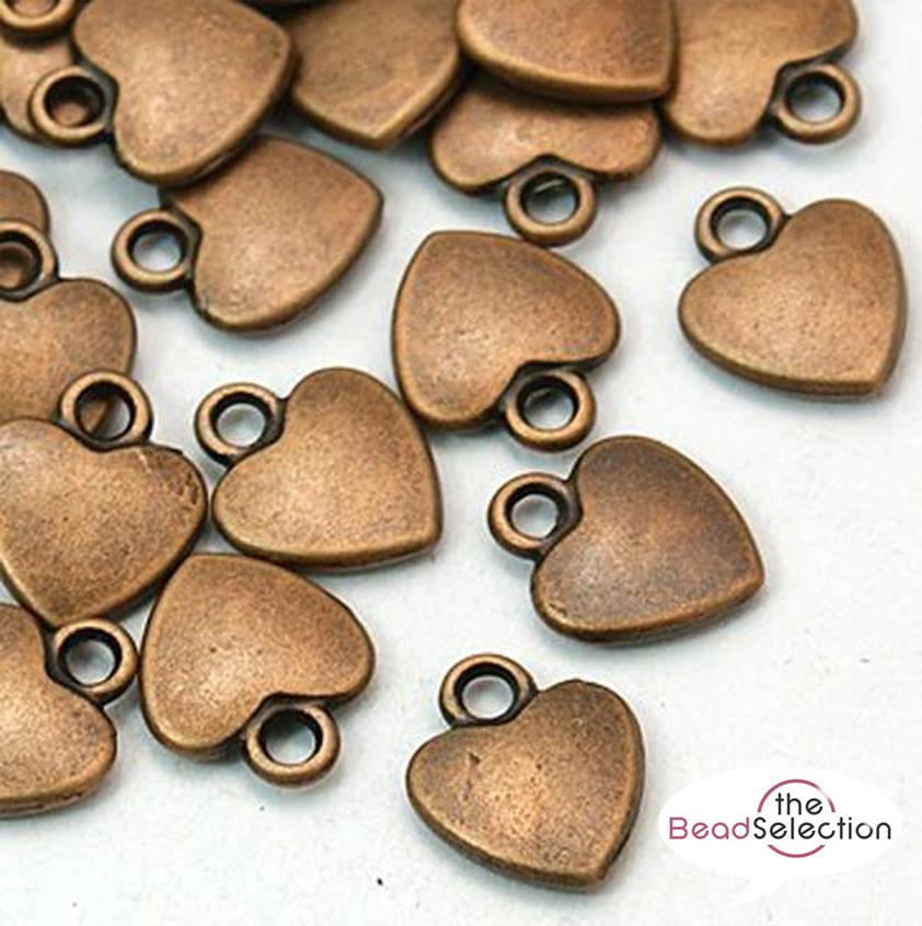 Clone of 20 pieces 12mm COPPER RED SMALL HEART CHARMS PENDANTS STEAMPUNK