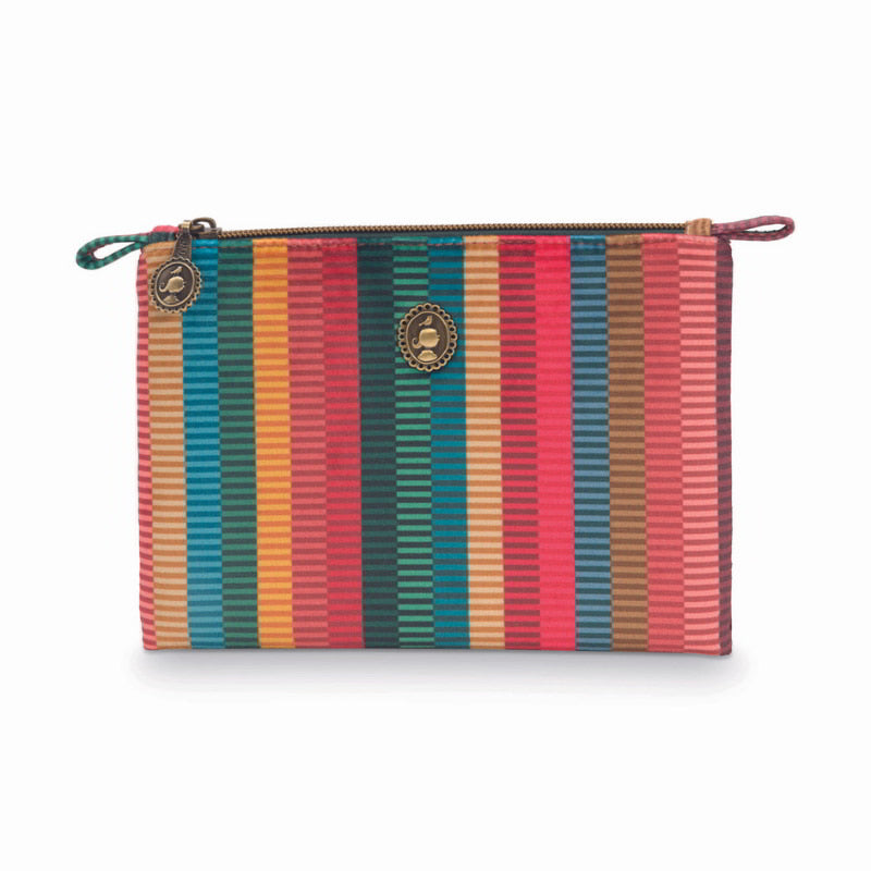 PIP Studio Velvet Jacquard Multi Stripe Flat Cosmetic Pouch | Australia