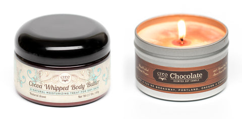 cocoa whipped body butter and soy wax chocolate candle