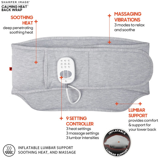 Calming Heat Neck Wrap by Sharper Image Personal Electric Neck Heating Pad  with Vibrations, 3 Heat & 3 Vibration Settings- 9 Relaxing Combinations