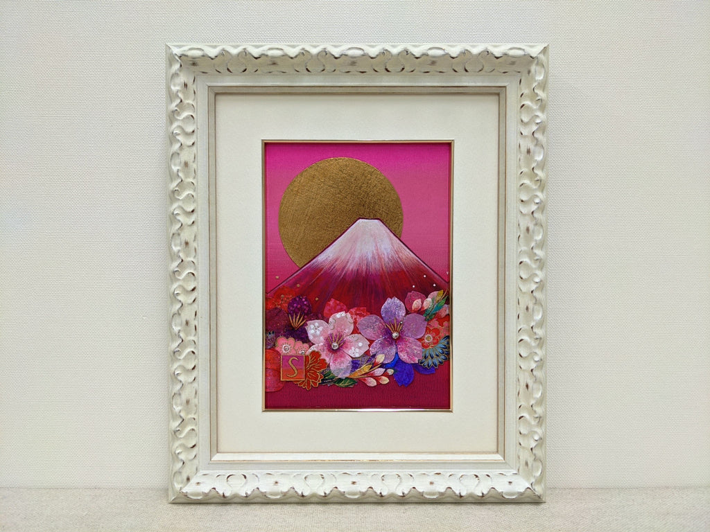 染和紙のコラージュ富士桜（村尾沙織）-