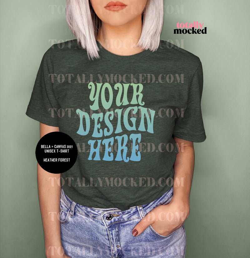 Download Bella Canvas 3001 Heather Forest Mockup Simple Unisex T Shirt Lifestyle Mock Up Minimalistic Flat Lay Tee Shirt Styled Jeans Only Art Collectibles Color Vadel Com
