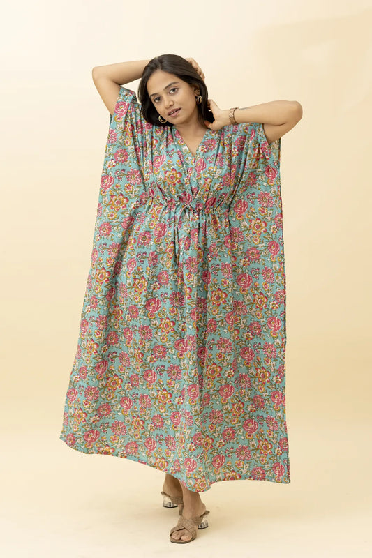 Pink Petal Kalamkari Serenity Maternity Kaftan